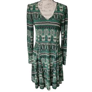 Emma Rose Emerald Long Sleeve Fit & Flare Midi Dress